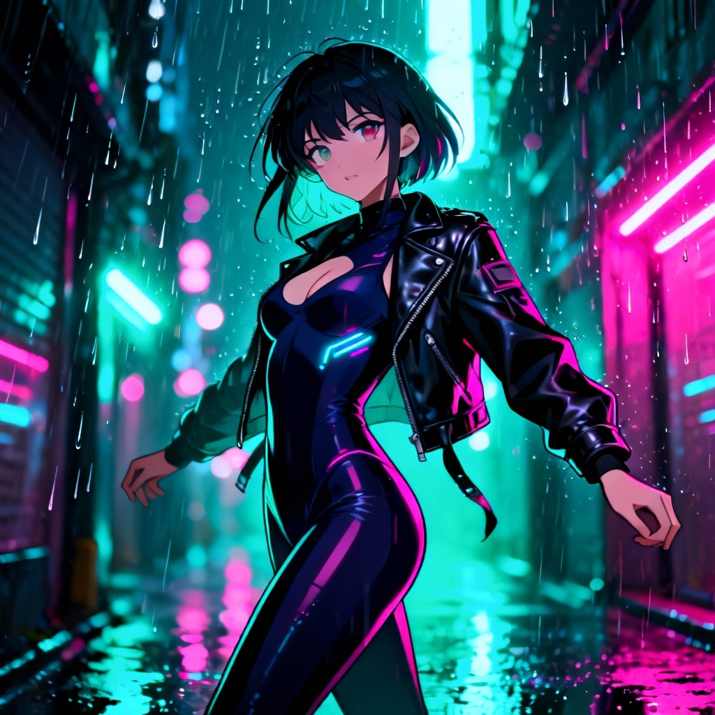 AI sexy anime cyberpunk waifu portrait