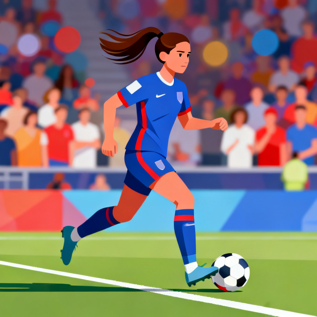 AI animated female football player dribble