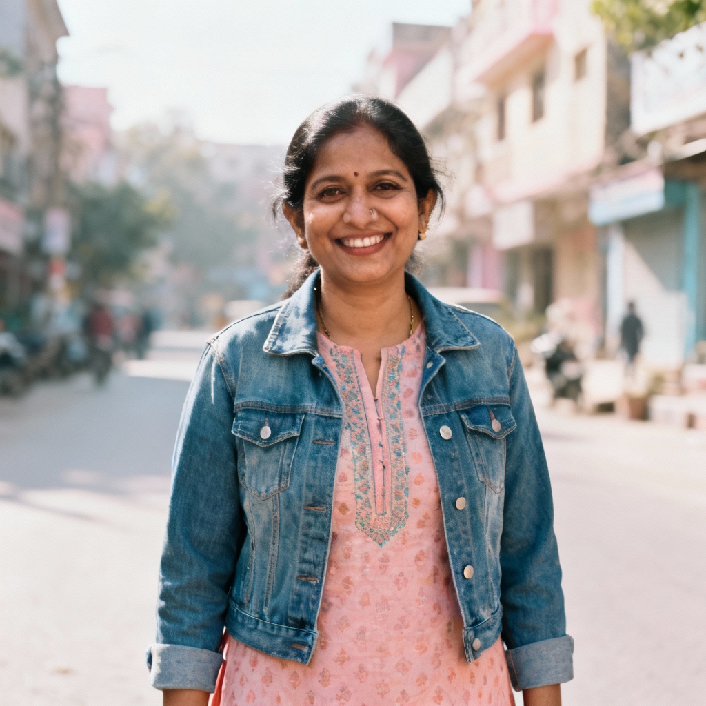 AI candid Indian woman street fashion portrait