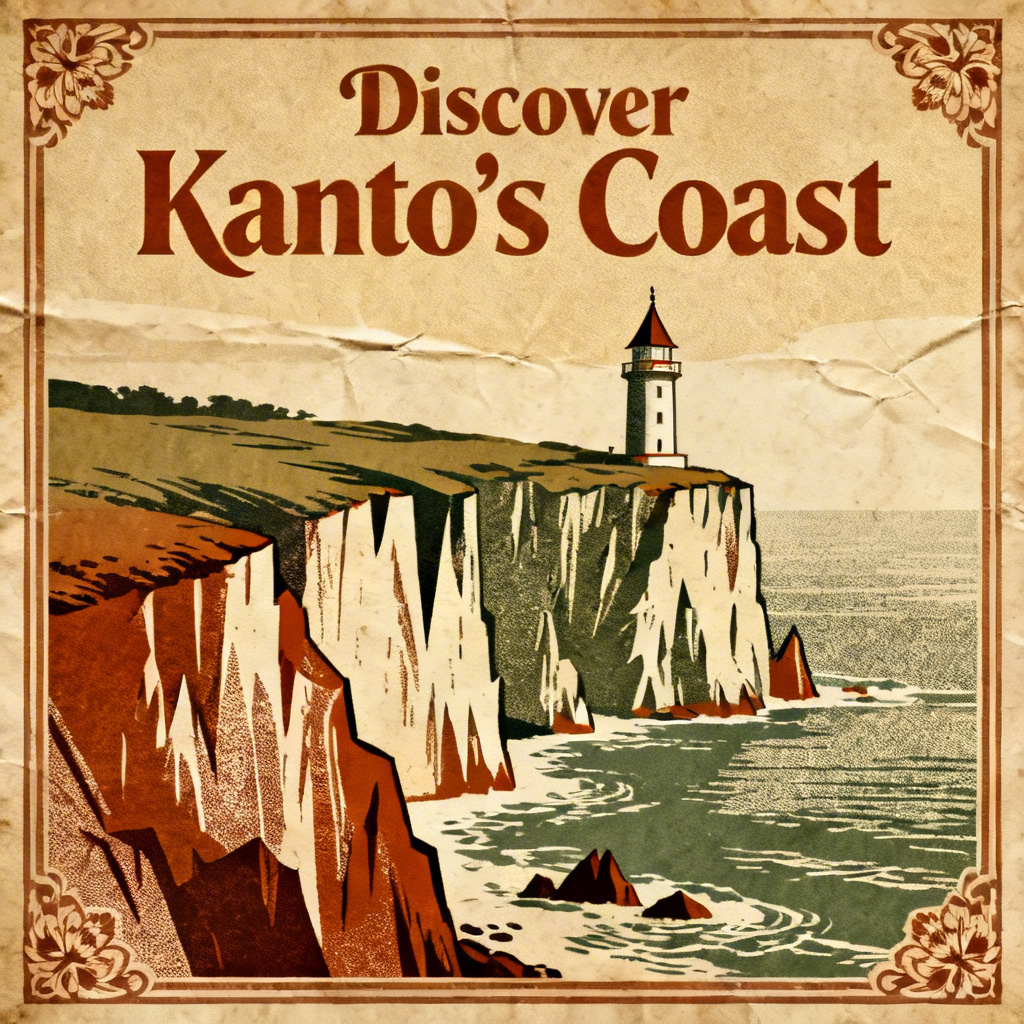 Vintage travel style pokemon poster inspired by Kanto