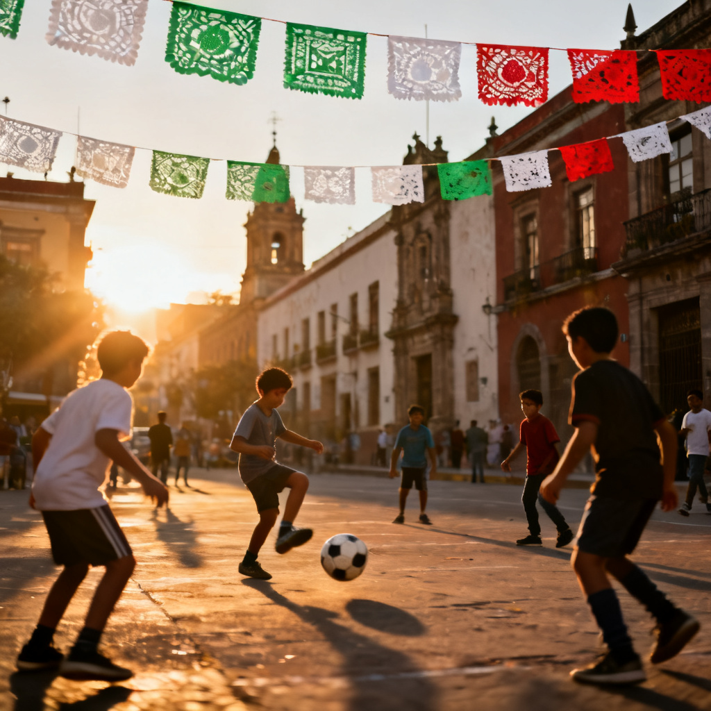 AI Mexico World Cup street soccer scene in Mexico City