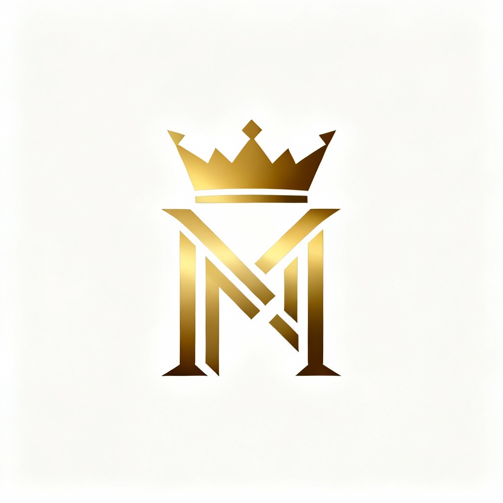 Minimalist golden crown logo icon for branding