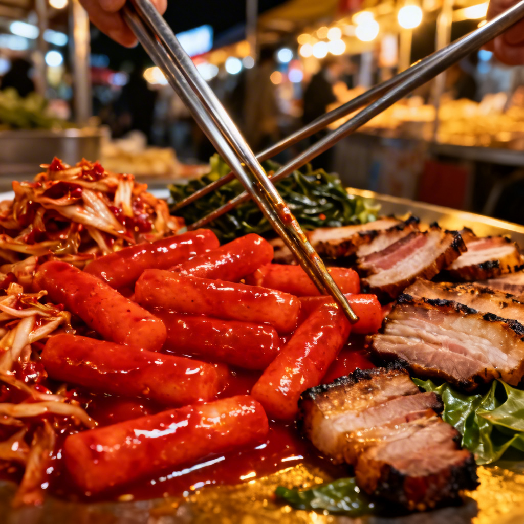AI Korean street food mukbang image