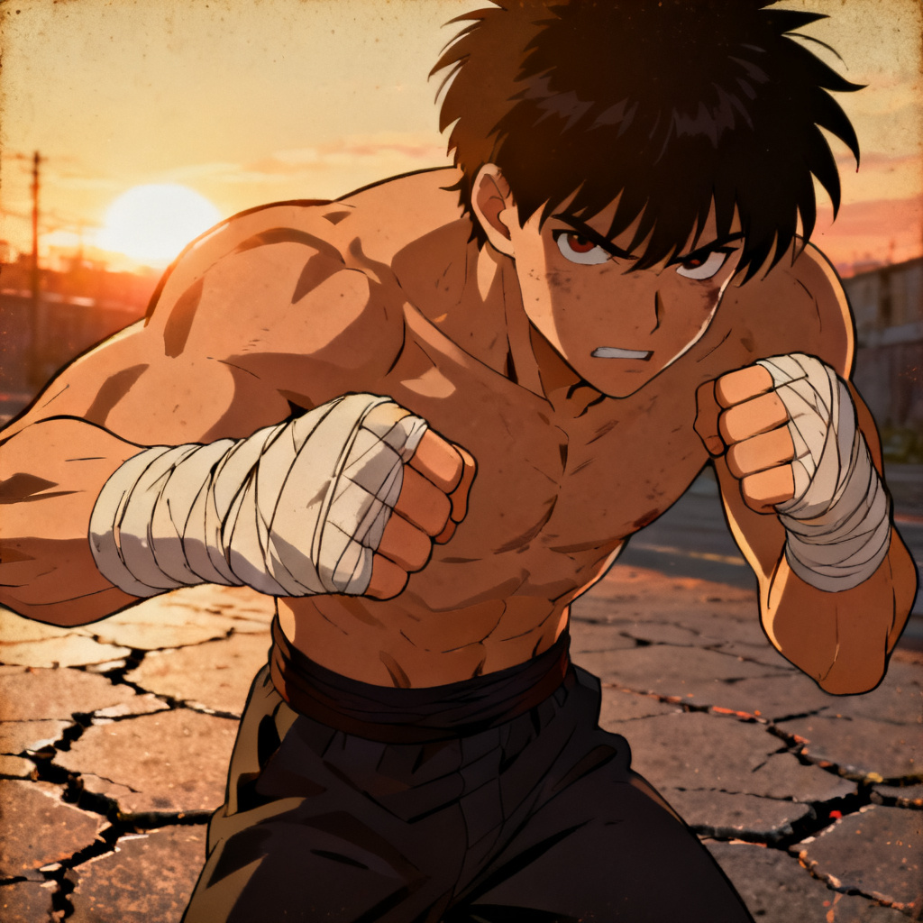 AI JJK OC heavenly restriction brawler throwing a punch