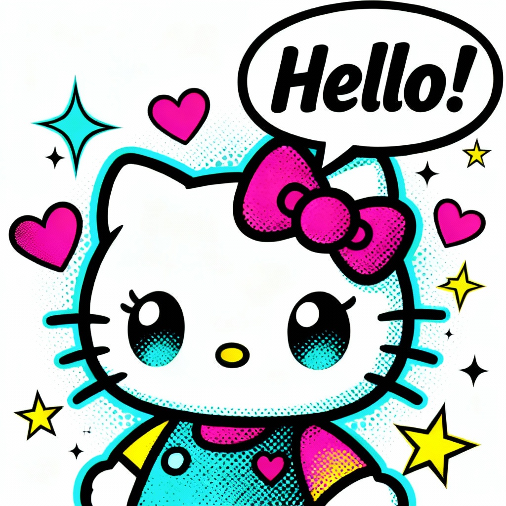 AI Hello Kitty pop art poster collage