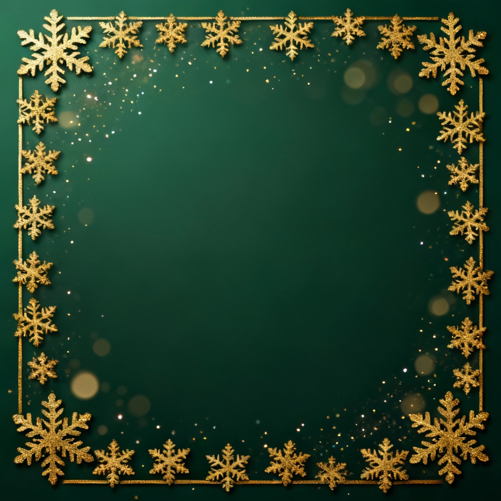 Gold foil snowflake Christmas border frame