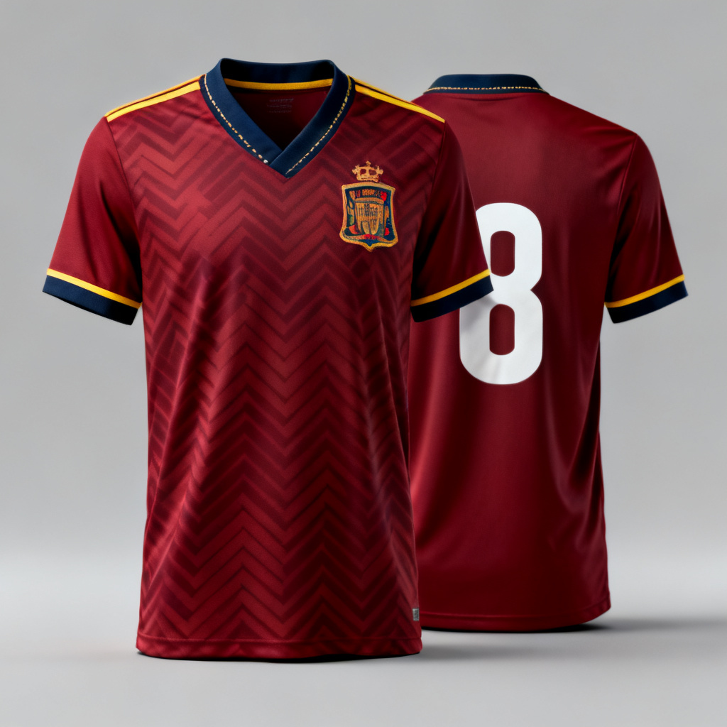AI classic Spain home jersey mockup with chevron pattern