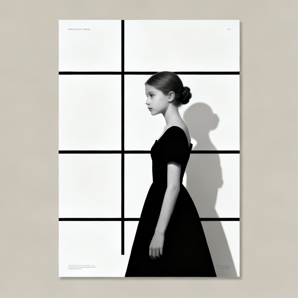 Minimalist poster girl in a classic black dress
