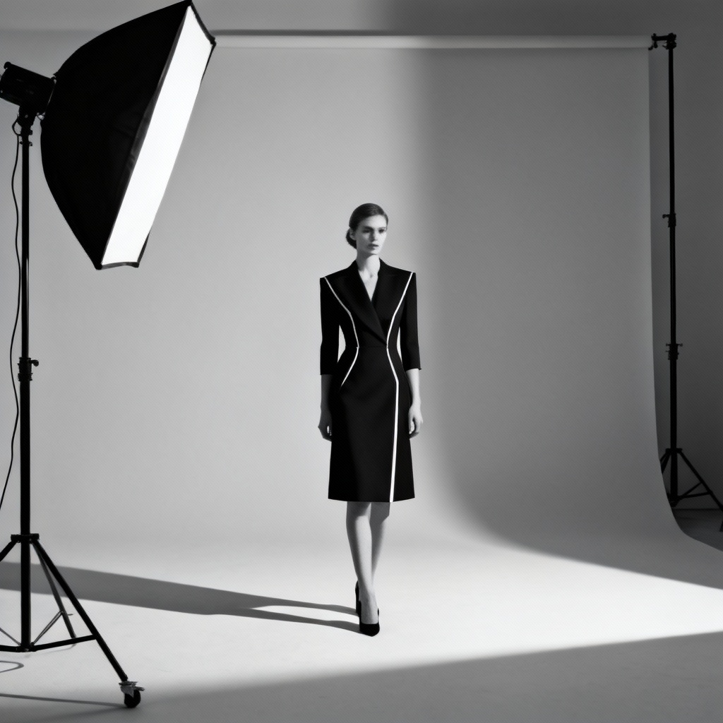 AI minimal studio lookbook full-body pose