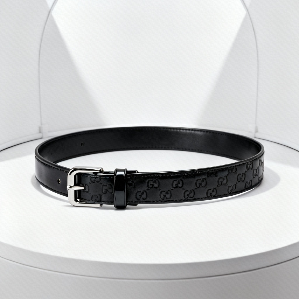 AI crossbody bag strap mockup with embossed brand logo