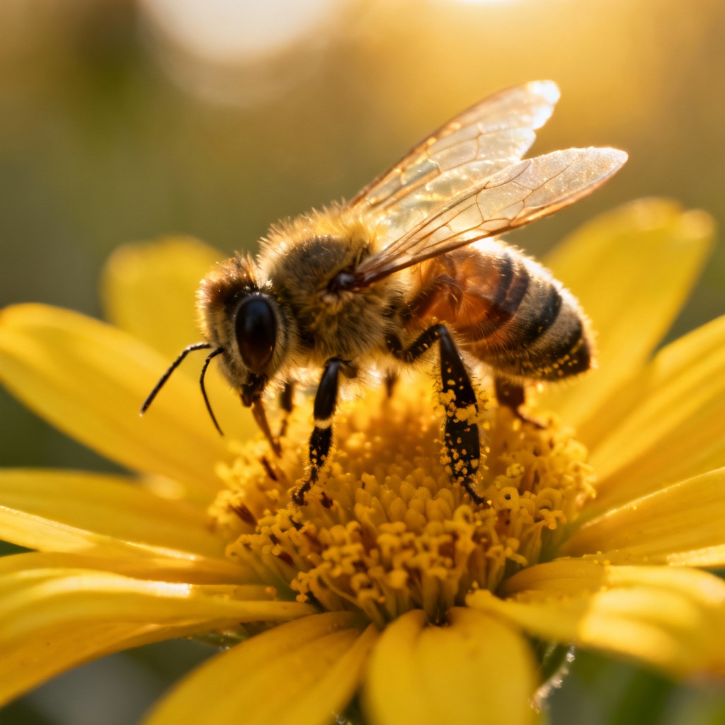 AI Photorealistic Honeybee On Flower
