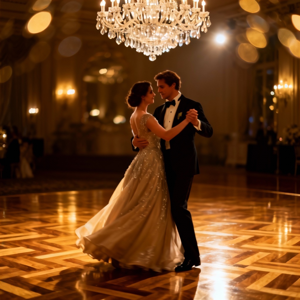 AI glamorous ballroom first dance wedding image