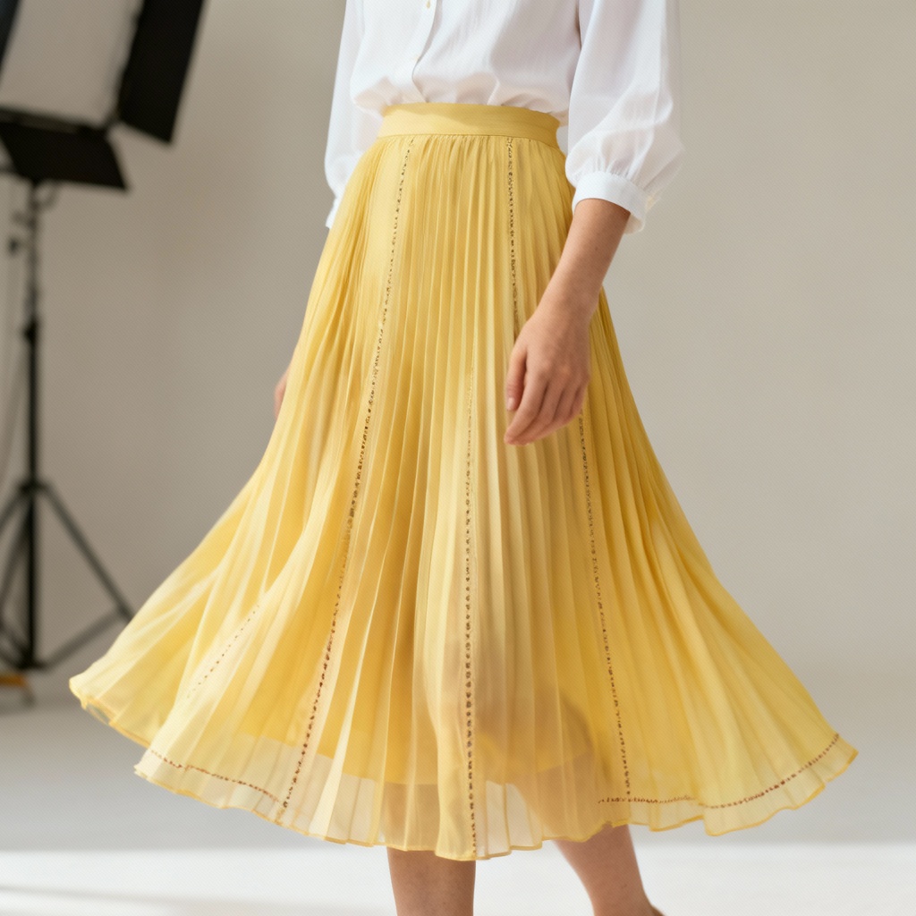 AI Yellow Skirt Studio Look