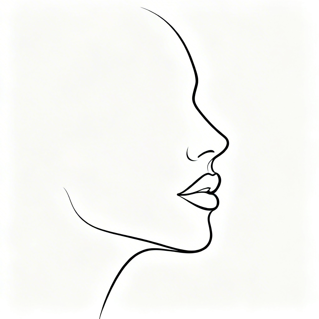 Minimalist line art side profile outline