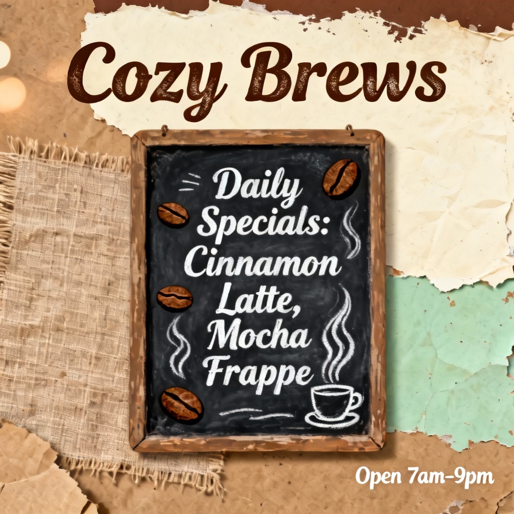 AI rustic chalkboard coffee poster with vintage lettering