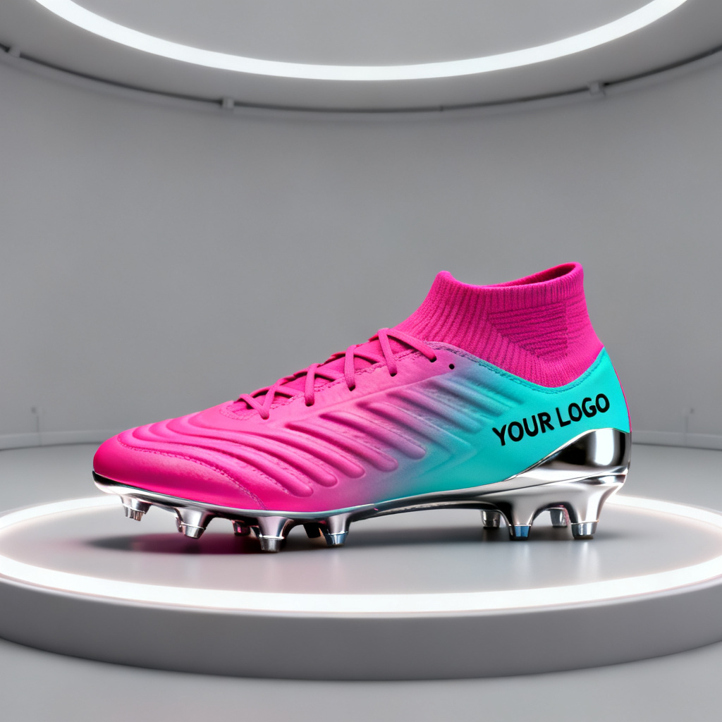 AI soccer cleats design hero image with neon gradient colorway