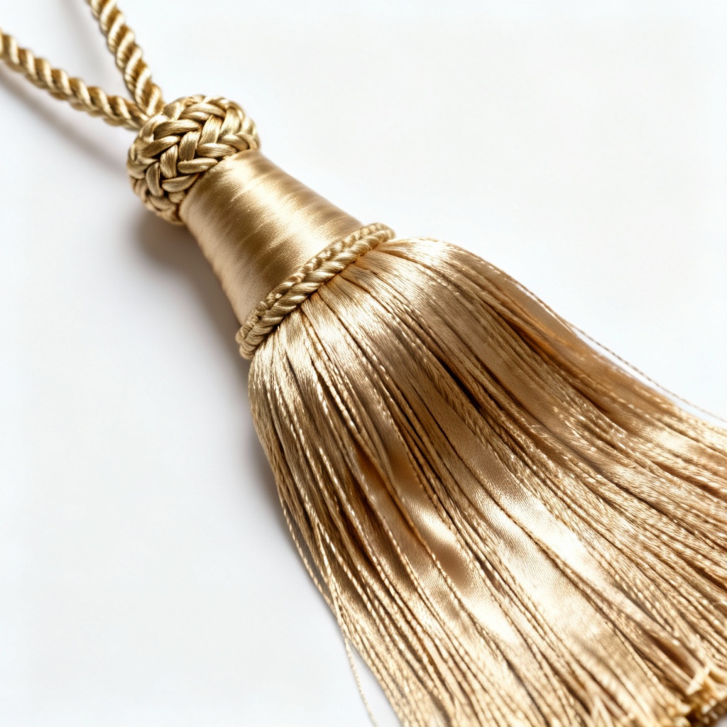 Luxury drapery tassel with silk braid and bullion fringe