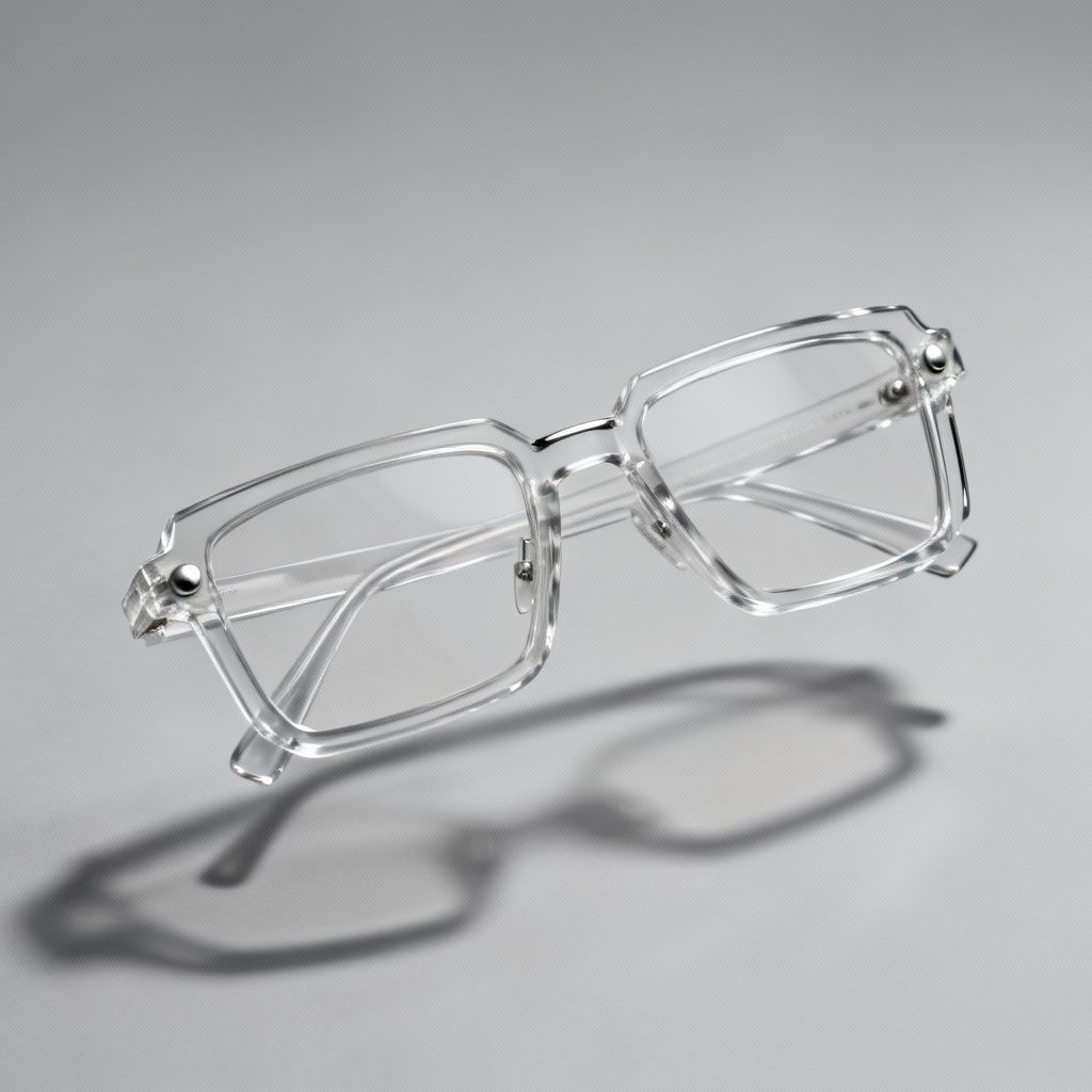 AI eyewear generator transparent rectangle optical frames product image