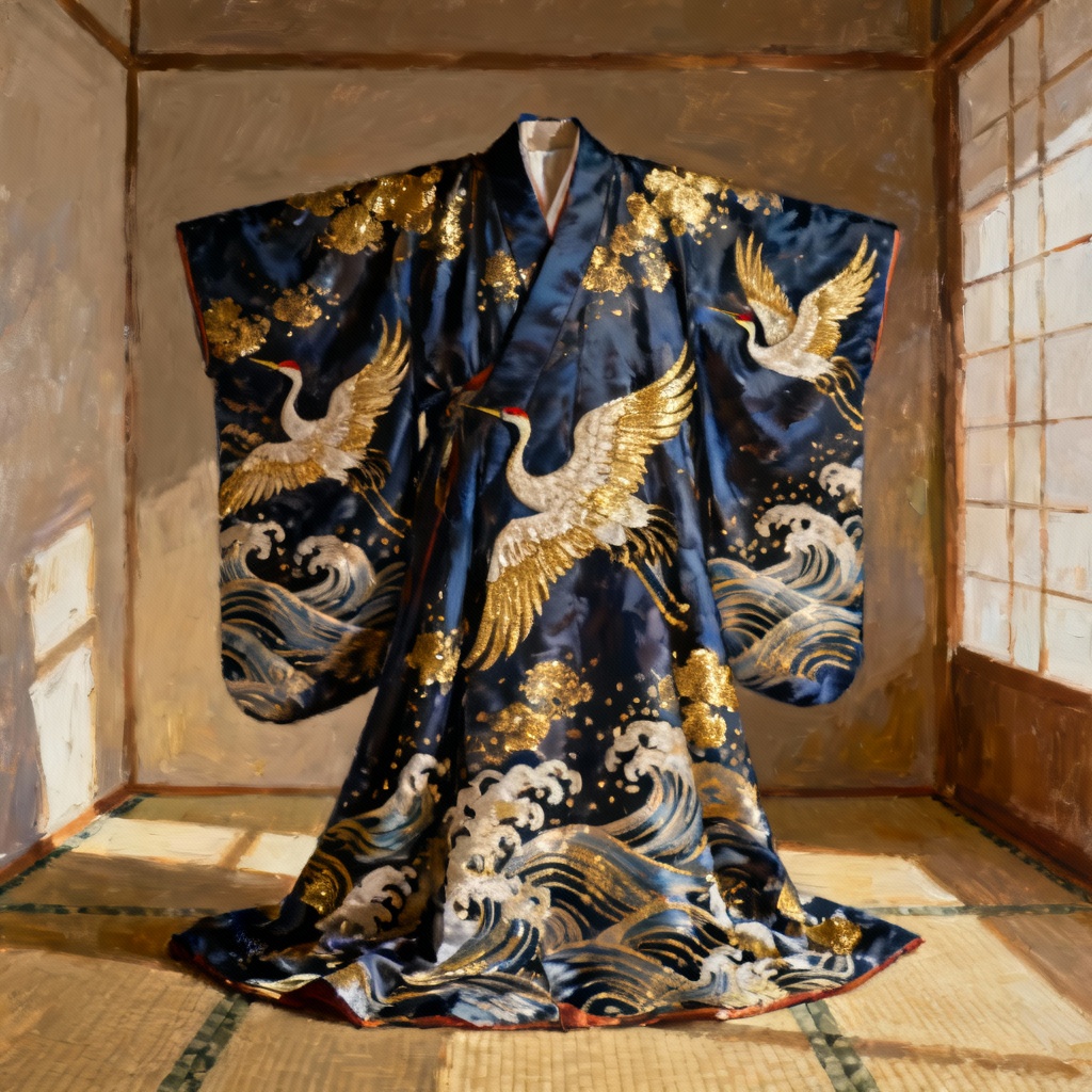 AI ukiyo-e style uchikake robe