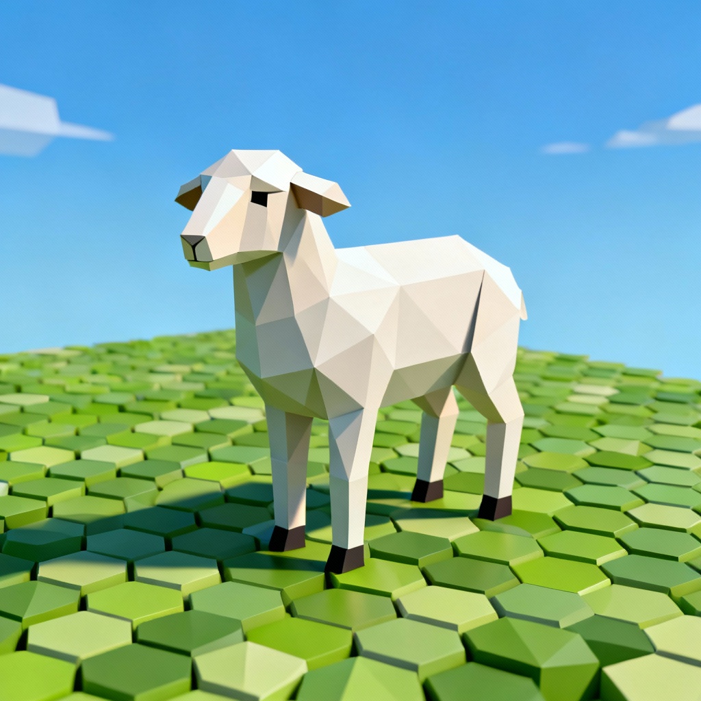 AI low-poly 3D lamb game asset