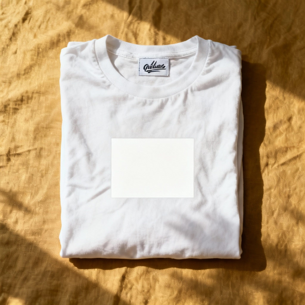 AI t-shirt mockup flat lay on fabric