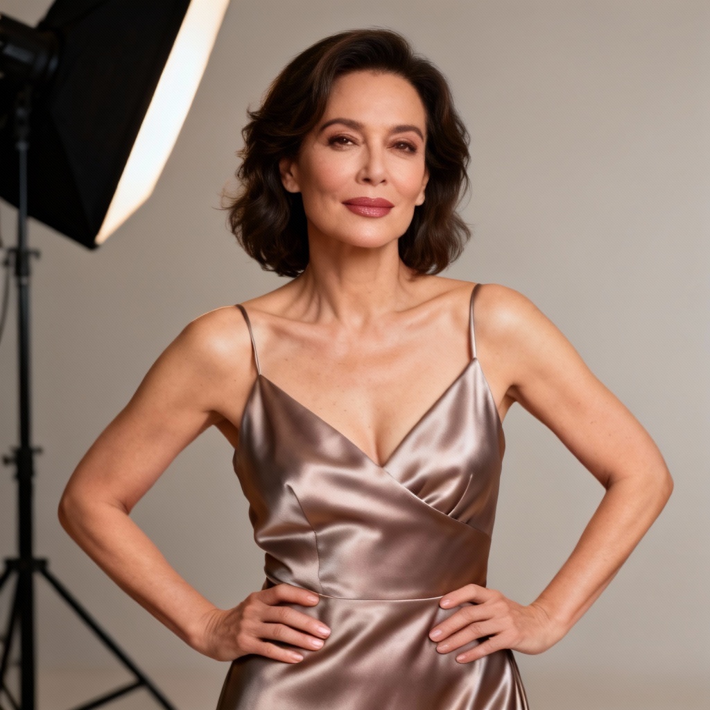 AI generated elegant mature woman portrait with studio lighting