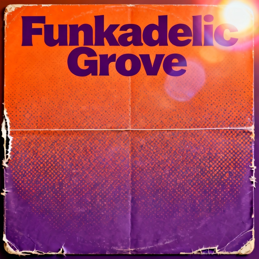 AI 70s album cover with duotone and halftone print texture