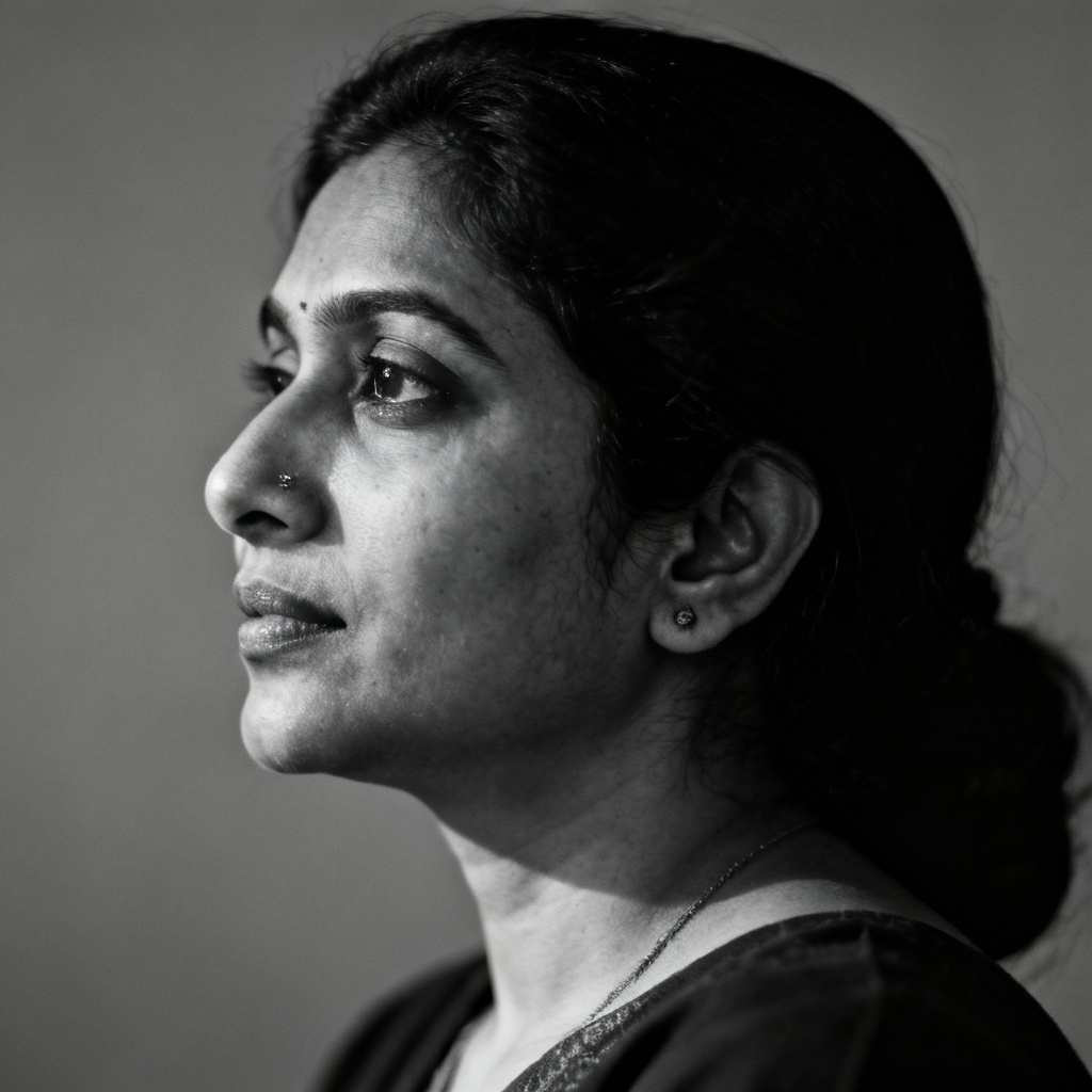 AI black and white fine art portrait of an Indian woman