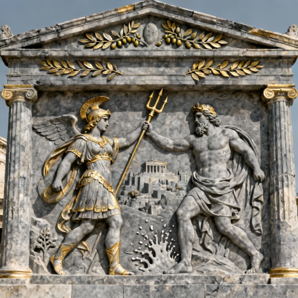 AI Greek mythology relief in Athens style