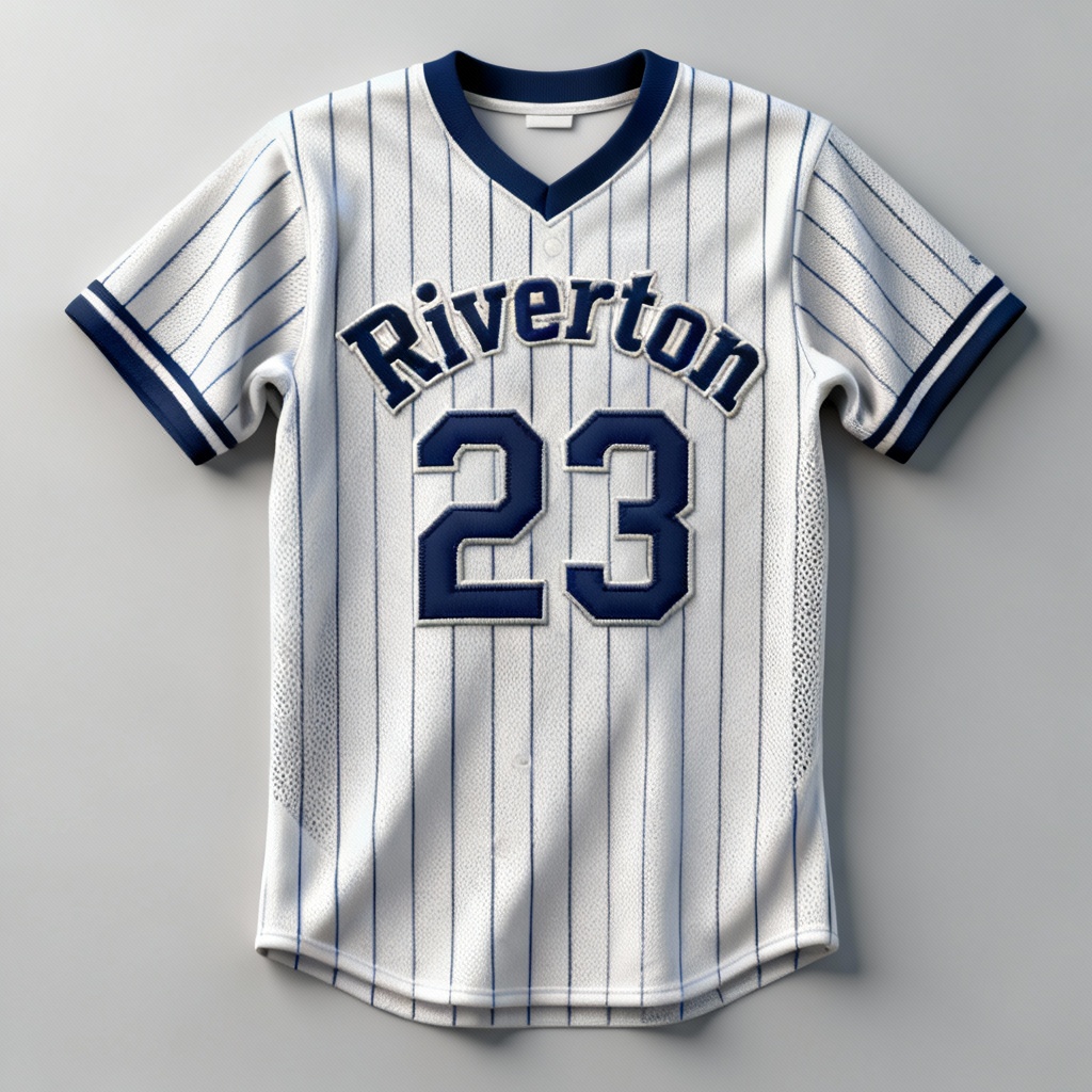 Retro pinstripe basketball jersey mockup with block letters