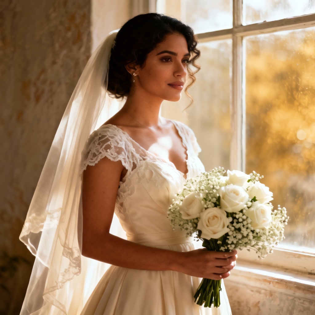 AI Latina bridal portrait