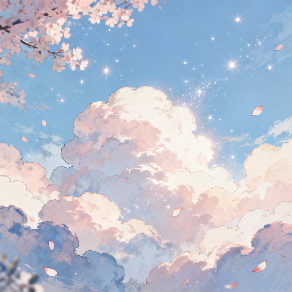 AI anime sky collage aesthetic wallpaper