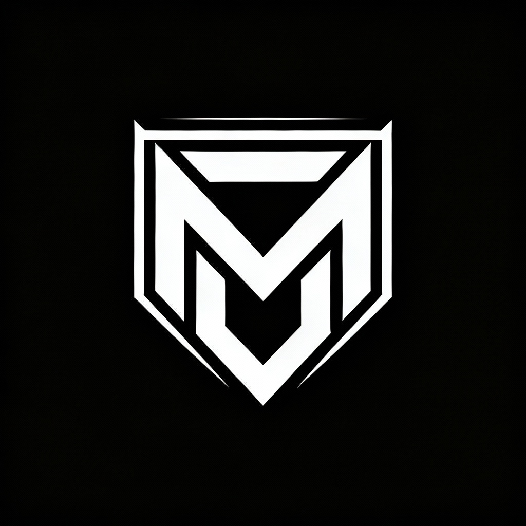 AI black and white geometric logo illustration with negative space
