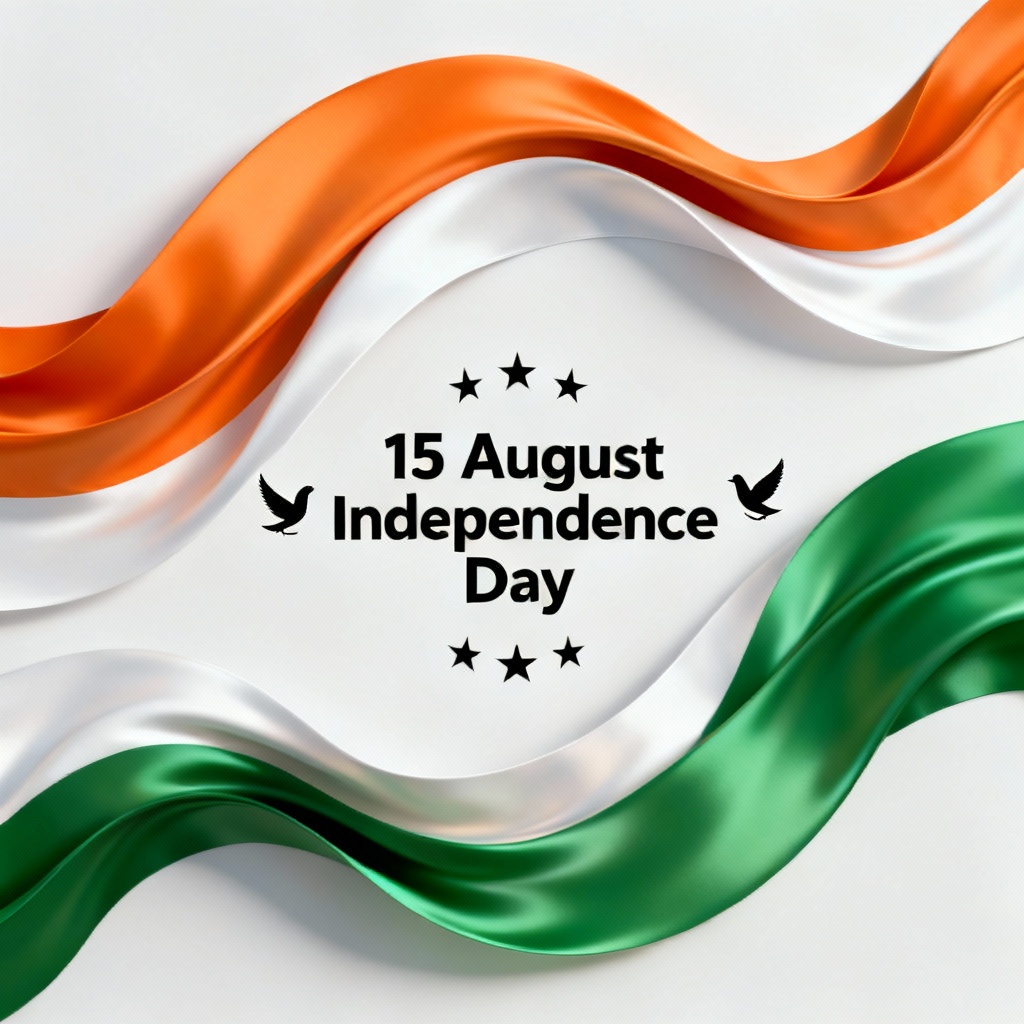 AI poster with flowing tricolor waves for 15 August