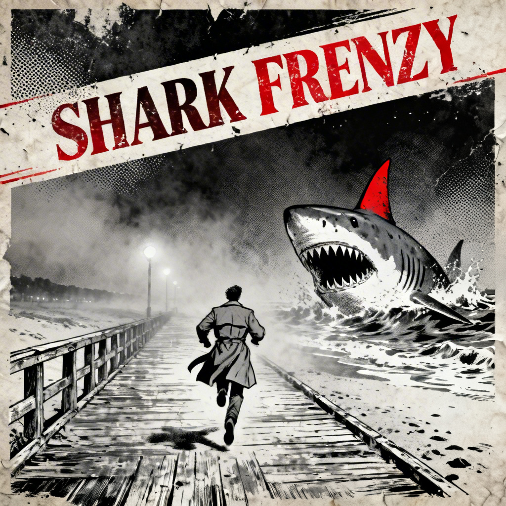 AI Jaws Movie Poster Comic Noir