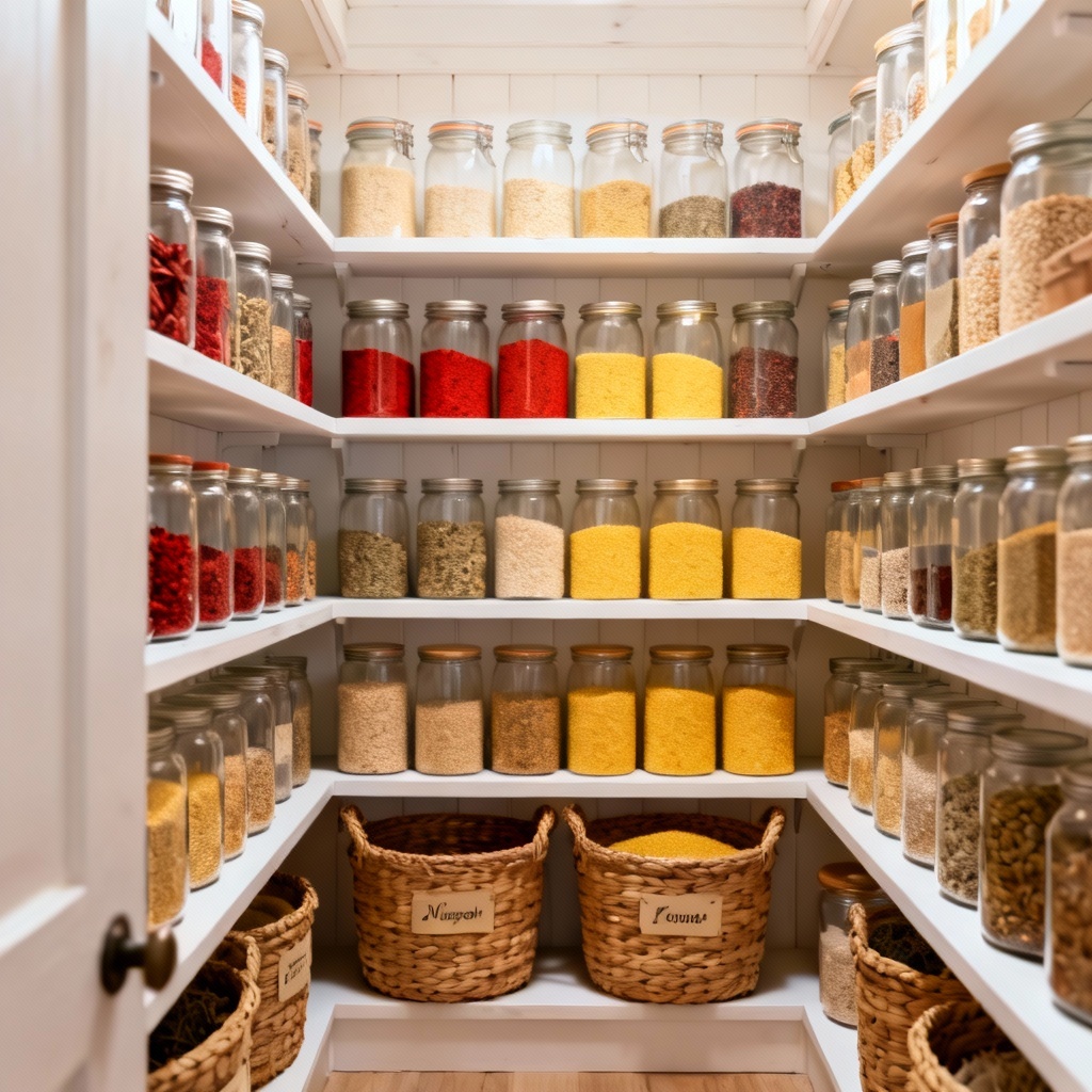 AI pantry organization shelves with clear containers