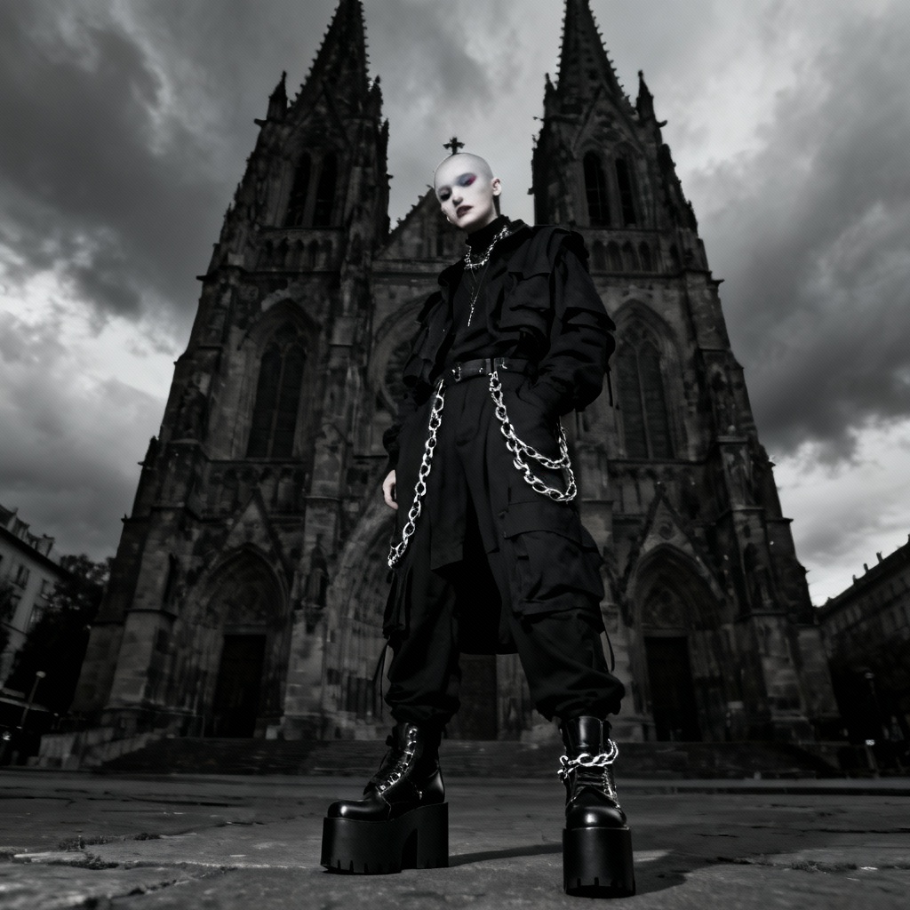 AI gothic streetwear fashion editorial