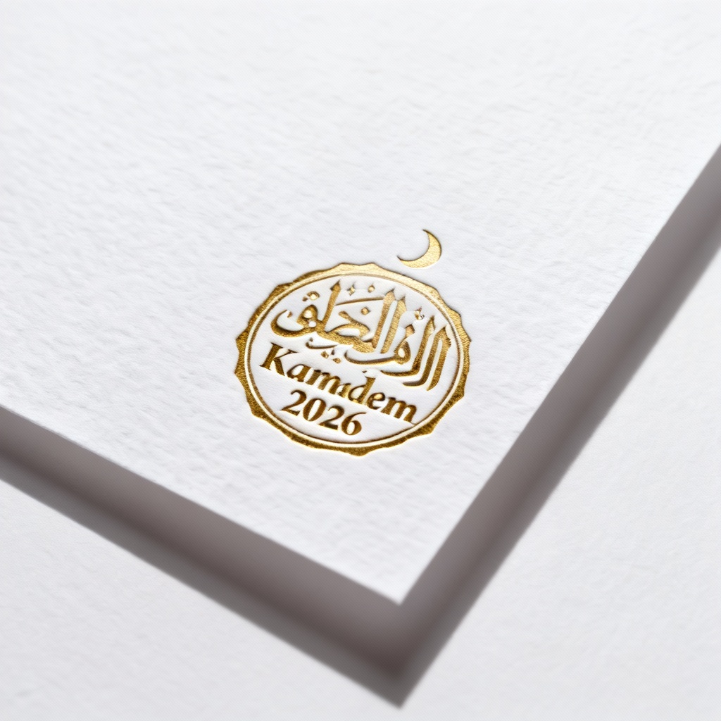 AI Ramadan Kareem 2026 minimal gold calligraphy logo
