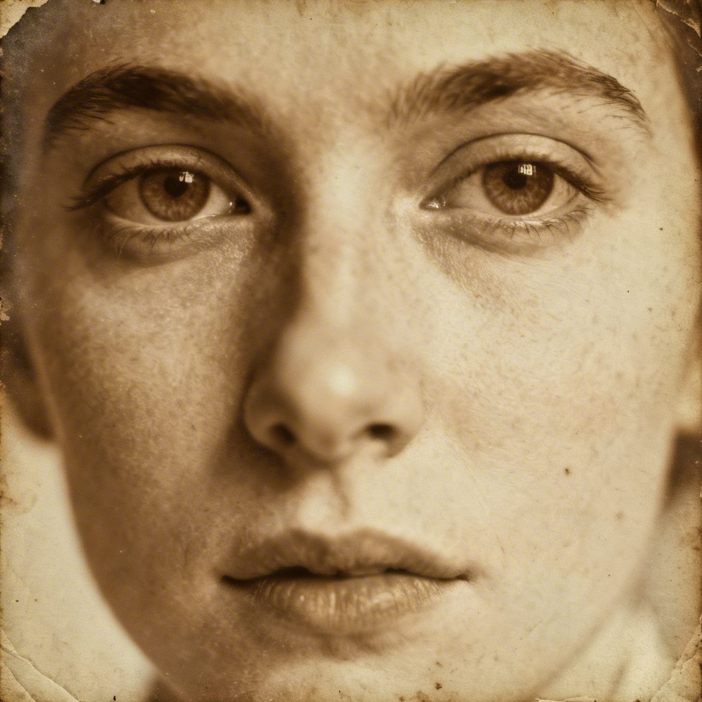 AI open eyes restoration in vintage photo