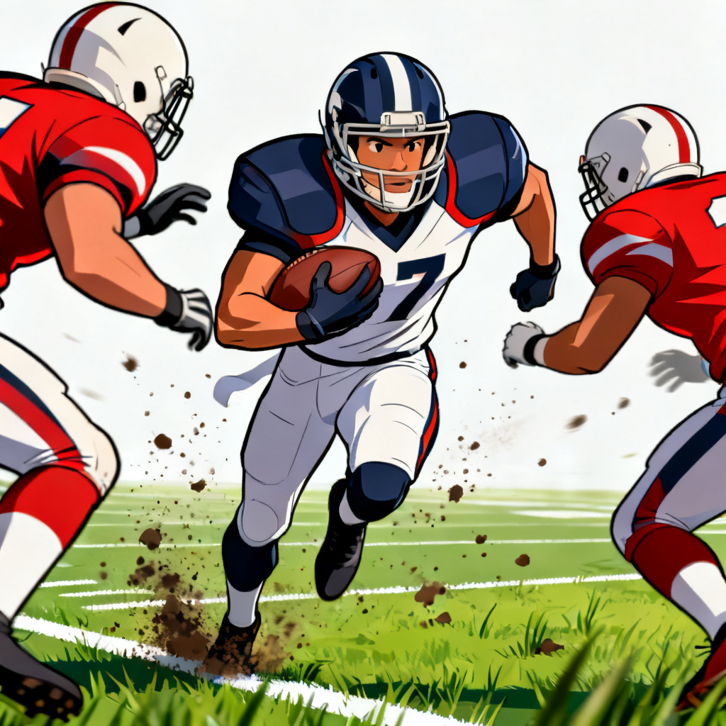 AI animated American football touchdown sprint