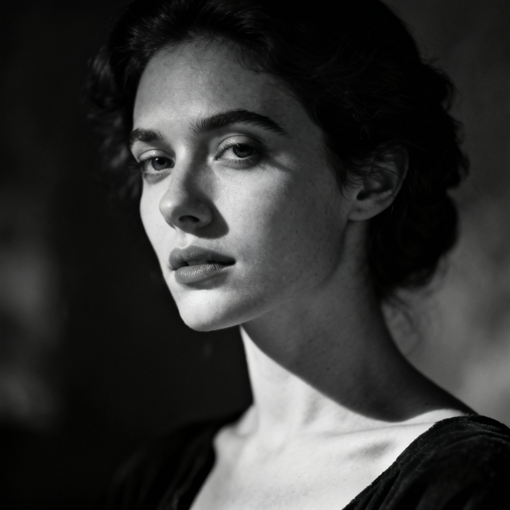 AI gorgeous monochrome cinematic portrait