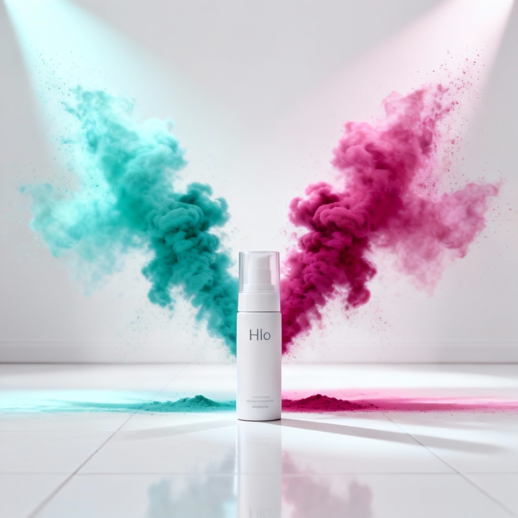 AI product shot with Holi color explosion background