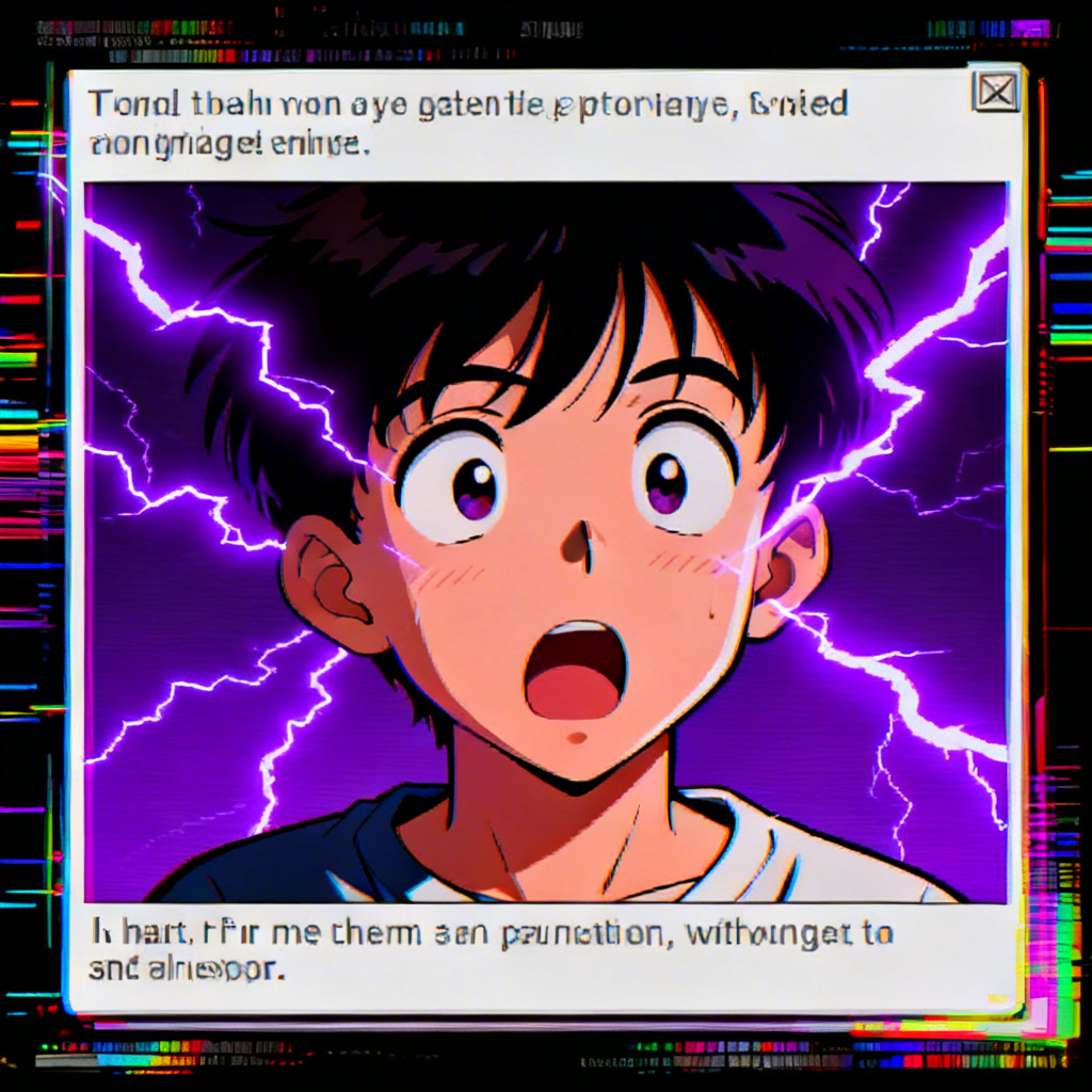 Glitch meme style with lightning overlay
