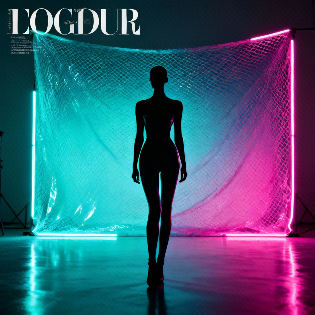 AI modern fashion editorial with gradient mesh background