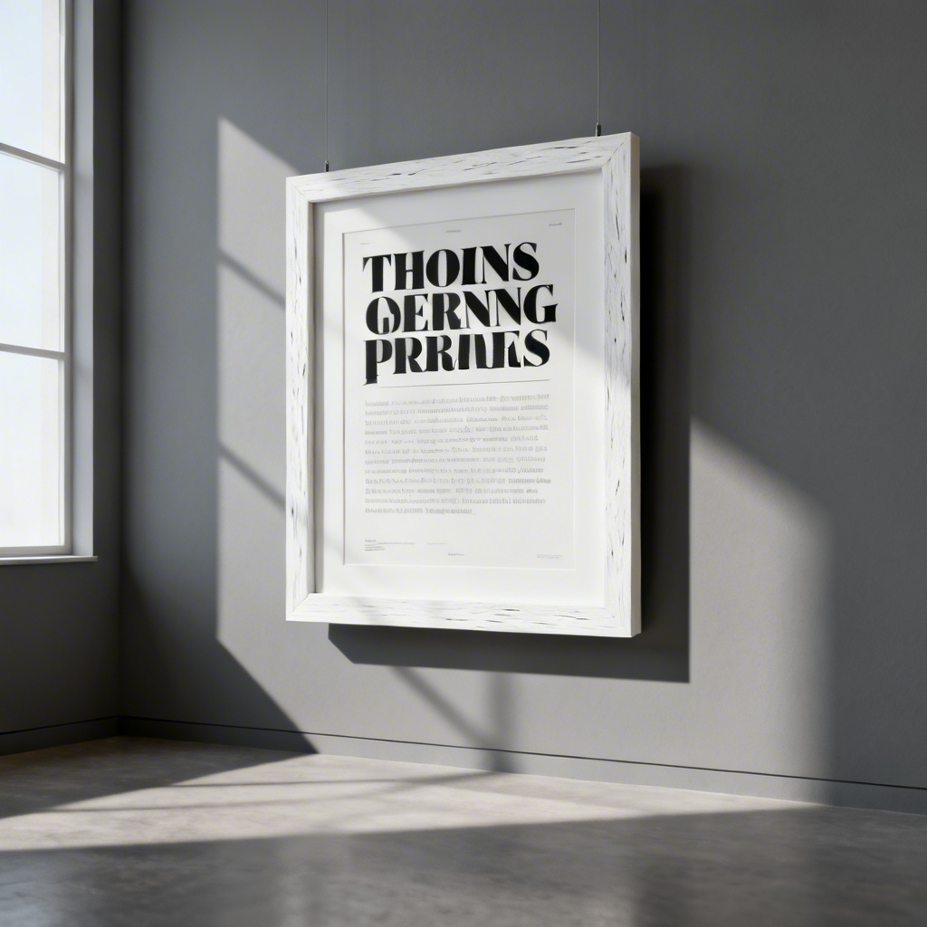 AI floating frame with white border around modern poster