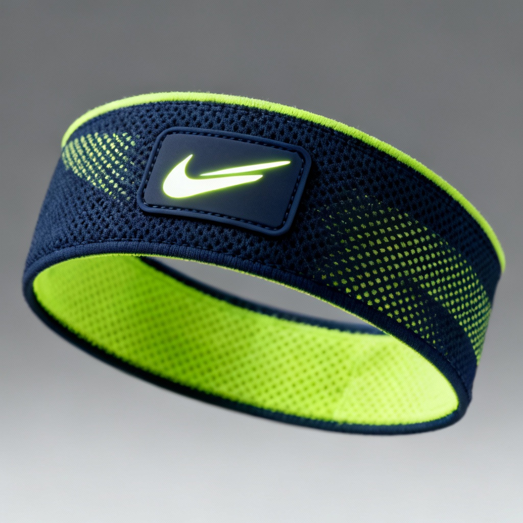 AI sport headband product shot with sweat-wicking texture