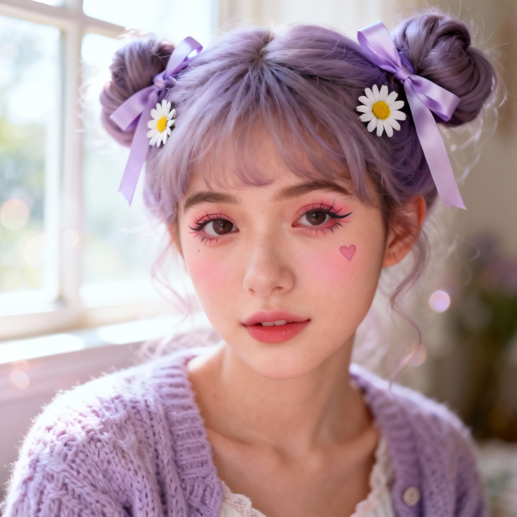 AI pastel cottagecore e-girl portrait