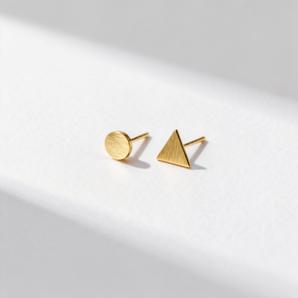 AI minimal gold lobe stud earrings set
