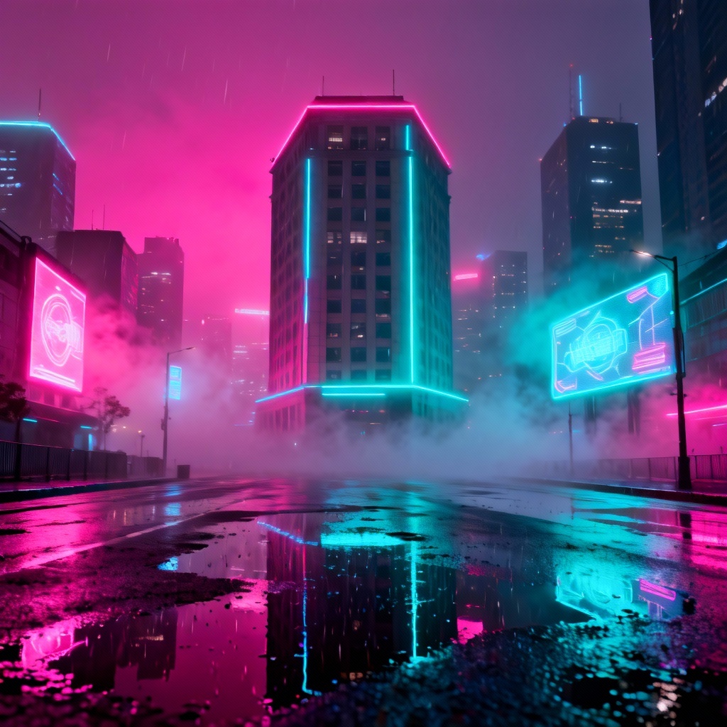 AI generated neon cyberpunk city 4K wallpaper at night
