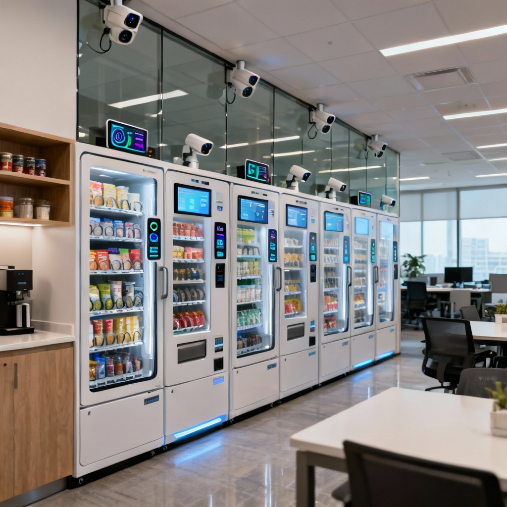 AI micro market wall with modular vending units